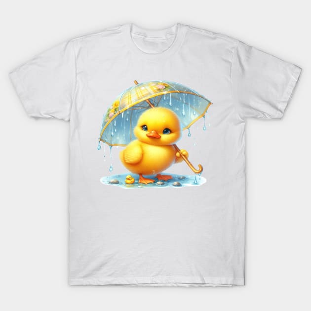 Cute Duck with Umbrella T-Shirt by 1AlmightySprout